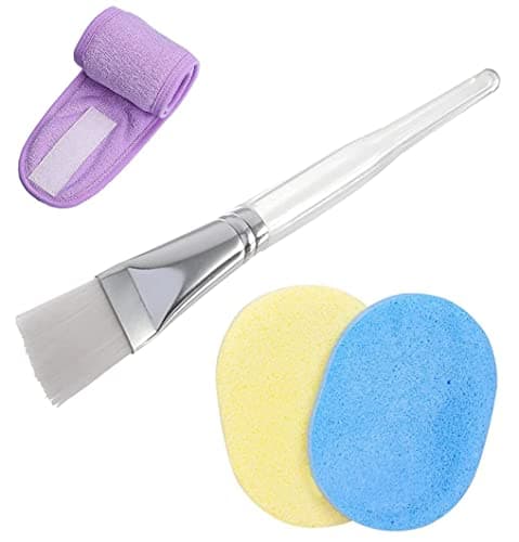 SIOPAWORLD Women Facial Sponges Wipes with Face Mask Brush and Facial Hair band Combo Cosmetic Puff Face Care For Cleansing Face Reusable Multipurpose Tools for Salon & Home (Brush, Belt and 2 Sponge)
