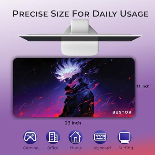 BESTOR Assassin Warrior Gaming Mouse Pad Gojo Mouse pad with Precise Cut Edges, Waterproof Surface & Non-Slip Rubber Base Stitched Edges Gaming Mouse Mat for Laptop (60cmx34cm) 2