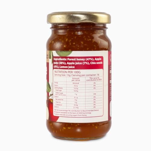 Conscious Food Apple Honey Jam | 250g | Refined Sugar-Free | No Preservatives | No Added Colours or Flavours | With Forest Honey & Chia Seeds 3