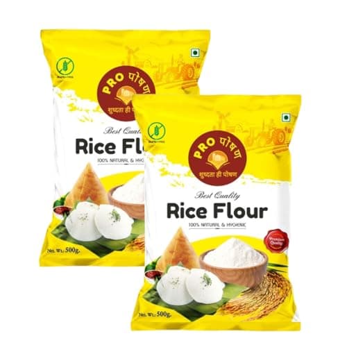 Pro Poshan Rice Flour, 500g, Gluten-Free, Natural, for Roti, Dosa, Kadubi, Chakkili (Pack of 2)