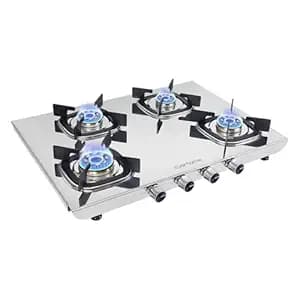 Everflame Photon 4 Burner Gas Stove | Manual Ignition | 5G Brass Burners | ISI Certified | SS Cooktop | 5 Years Warranty on (Body & Burners) + 2 Year Comprehensive Warranty + Doorstep Service
