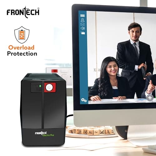 FRONTECH UPS Electra Plus 600VA/360W, Uninterrupted Power Supply System, Maintenance Free Battery, LED Indicator, Power Backup & Protection for Home/Office PC, Desktop and Other Electronics, (2564) 4