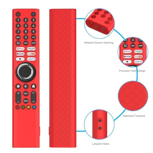 Cotbolt Silicone Remote Cover for Xiaomi Mi TV 2025 Model Remote, Black, Diamond Textured, Precision Button Holes (RED, XIAOMI TV 2025) 2