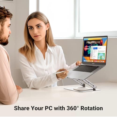 UGREEN Laptop Stand for Desk Holder with 360° Rotating Base, Adjustable Computer Riser Ergonomic, Compatible with MacBook, Notebook, up to 17.3 Inch 3