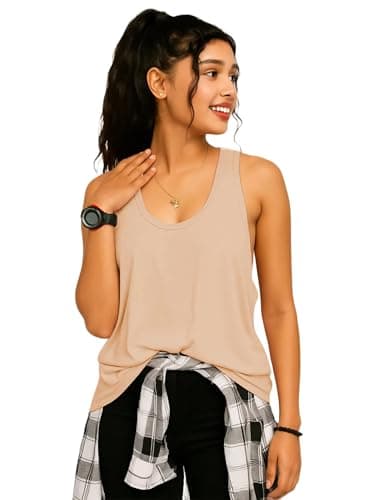 THE BLAZZE Gym & Running Tank Top - Women's Dry-Fit, Anti-Pill Activewear 1005 NB85 Beige 2XL 3