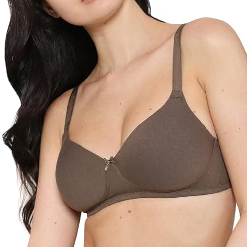 Wacoal Women’s Basics Essentials Padded Non-Wired 3/4th Cup Everyday Wear Cotton Blend T-Shirt Bra-Brown 38C 4