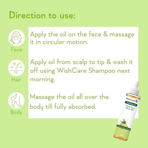 WishCare® 100% Pure Premium Cold Pressed Olive Oil for Hair & Skin - 200ml 5