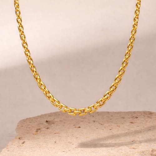 MIAMI Anti Tarnish18K Gold Plated Chain Necklace for Women | Chain Choker Jewellery for women | Adjustable Neck chains Stack, | Valentine Gift for Girlfriend, Wife Stainless Steel Jewelry -294 3