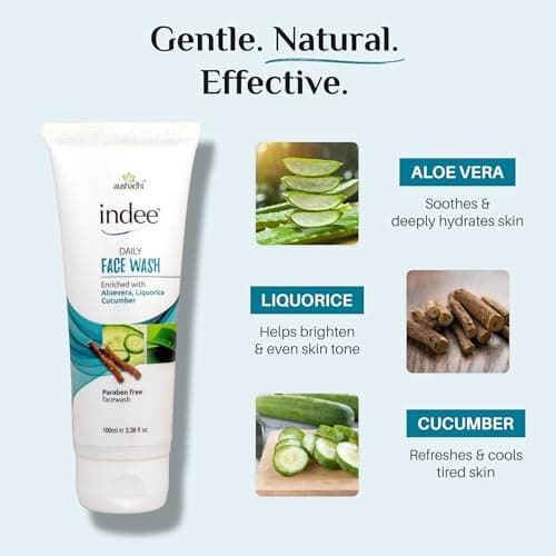 Indee Daily Face Wash Liquorice Cucumber Gentle Cleanser Non Irritant Non Drying for Oily Sensitive Combination Skin Women Men (100ml, Pack of 3) 4