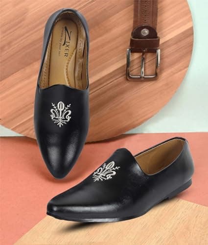 Zixer E7012 Ethnic Wear Wedding Party Half Shoes for Men Mojri Casual Formal Back Open Shoe Casuals for Men Black 2