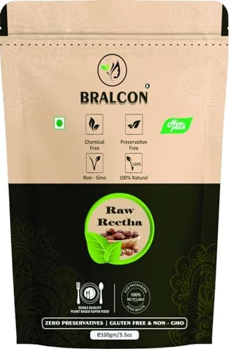 BRALCON Natural Raw Reetha, Amla, Shikakai, Bhringraj, Hibiscus Combo - 500g (100g x 5 Pack) | 100% Natural Whole Dried Shikakai, Reetha Nuts, Amla | Hair Growth | Hair & Skin Care | Pure Raw Form 5