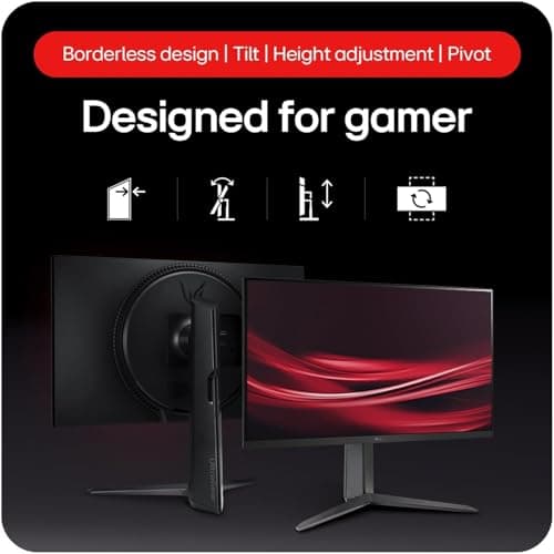 LG 27GS65F 68.5 cm (27 Inch) Ultragear FHD (1920x1080) IPS Gaming Monitor with 180Hz, 1ms (GtG), HDR10, NVIDIA G-SYNC Compatible, AMD FreeSync, HDMI, Tilt/Height/Pivot Adjustable, Anti-Glare (Black) 4