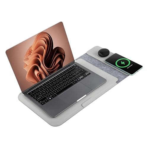 Acer ChargeMate 4-in-1 Wireless Charging Laptop Sleeve for 13" - 16" Laptops | Qi Fast Charging Pad for Phone & Earbuds | Mousepad | Height Adjustable Flap | Magnetic Closure | Waterproof (Grey)