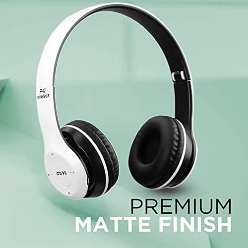 P47 Headphones Stereo, Memory Card Bluetooth Headset (White) 5
