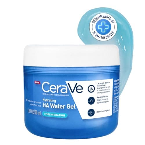 CeraVe HA Water Gel with Hyaluronic Acid, Ceramides & Niacinamide for Plumpy hydration|Oil-free gel moisturizer| 3 sec fast absorption| Dermat recommended for Women & Men| 50 ml