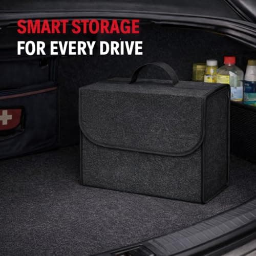 JVCV® Car Trunk Boot Organizer, Car Storage and Organizer Anti Slip Car Accessories Organizer for Car, Suv, Sedan, Truck, Minivan Anti Slip Bottom (Small). 4