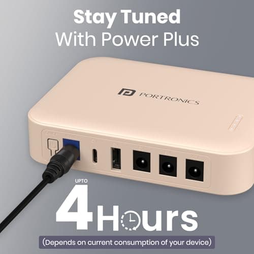 Portronics Kinectic 8K Mini UPS for WiFi Router Broadband Modem 12V Router UPS up to 2A, 5 Hours Playback, 2 x 4000mAh Battery, Type C/USB-A/DC Pin Output Ports, UPS Power Backup During Power Cuts 2