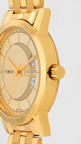 TIMEX Classics Analog Watch for Unisex with Champagne Round Dial & Gold Stainless Steel Bracelet Band Water Resistant Unisex Wrist Watches - TW00PR229 5