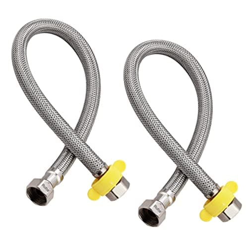 Ruhe® Connection Pipe | 304 Grade Stainless Steel Connection Pipe | Silver | Hose Pipe Suitable for Hot & Cold Mixer Faucets For Basins and Sinks, Geysers, and Flush Tanks | 24 Inches (Set Of 2)