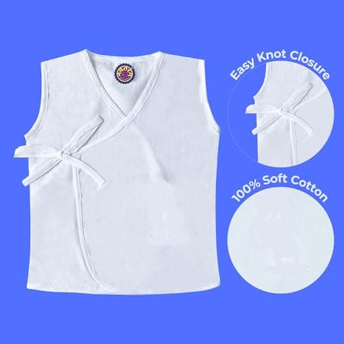 NAVTARANG Pure Cotton Clothes for New Born Baby Clothes 0-3 Months, Soft & Comfortable Babt Vest, for Boys & Girls, Pack of 1, New Born Baby Essentials 3