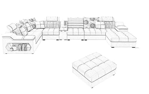 Avion COMFORA U Shape 12 Seater Sofa Set for Living Room (Grey) | Interchangeable U-Shaped Sectional Sofa Set with Cup Holder with 4 Puffy for Living Room & Office 5