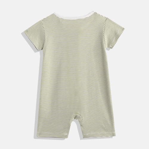 Mothercare Unisex Cozy Animals Printed Short Sleeve Rompers - Brown 2