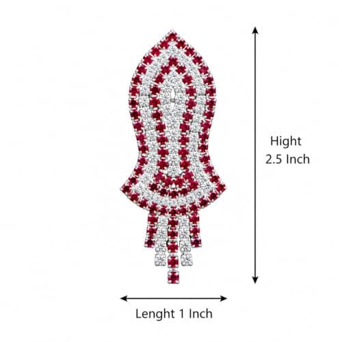 Brooch Pin Leaf Shape Rhinestone for Saree, Suit & Blazer (Red) 2