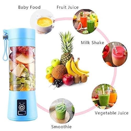 MAA HANSWAHINI ENTERPRISE Portable 6-Blade USB Rechargeable Juicer Blender with Built-in Bottle – Fruit Mixer Grinder for Juices, Smoothies & Milkshakes – Travel-Friendly Blender (Multi Colour) 3