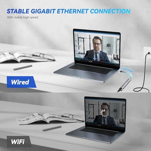 Verilux® USB Hub for Laptop with Ethernet RJ45 7 in 1 USB Type C Hub with 4K@60Hz HDMI for Nintendo Switch 2 SD/TF Card Reader PD Charge Multi USB 3.0 Port for MacBook iPhone 17 with 24CM Cable 5