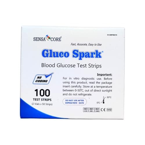B-Arm Gluco Spark Blood Glucometer Strips (Pack of 100) | Compatible Only With Gluco Spark Blood Glucose Monitor and Not With Any Other Sugar Test Machine | Diabetic Test Strips