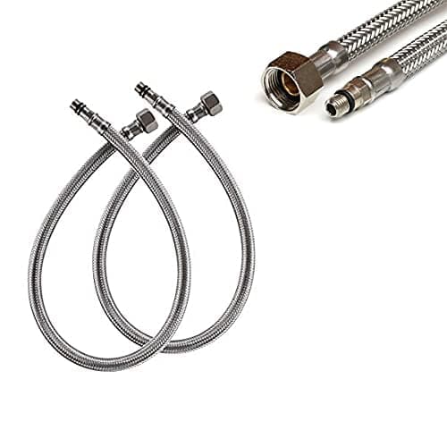 JAGGER Heavy Stainless Steel Connection Pipe For Basin Mixer Connection Pipe For Wash Basin Hose Pipe (Silver, 24 Inch) - Pack of (2)