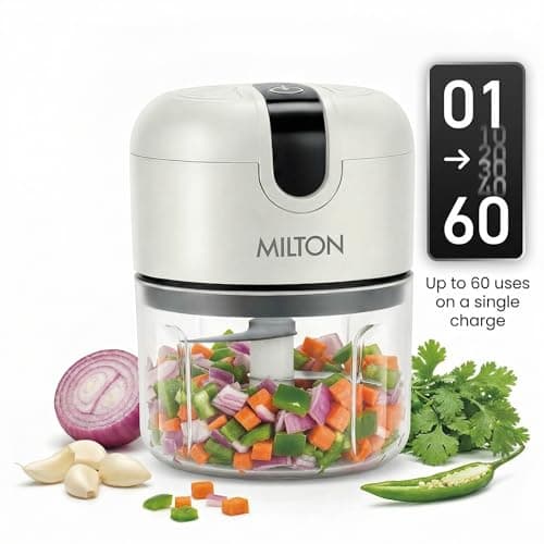 MILTON 6-in-1 Rechargeable Mini Electric Chopper I Unbreakable Food Grade Material I Stainless Steel Blade I Powerful Motor I Perfect to Chop, Mince, Cut, Dice, Whisk, Blend, Grey 5