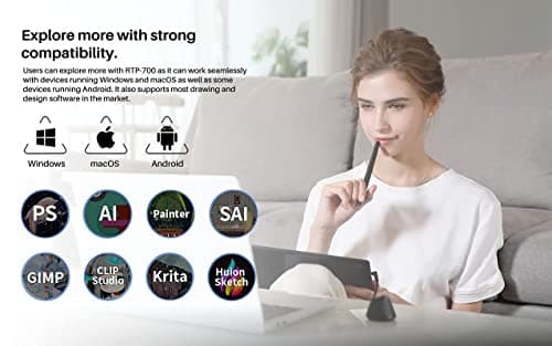 Huion Inspiroy RTP 700 Graphics Drawing Pen Tablet |Support- MacOS, Windows & Android | Working Area (11 x 6.875 inch), Battery-Free Stylus PW400| 6 Programmable Touch Keys & 1 Touch Strip|(Black) 4