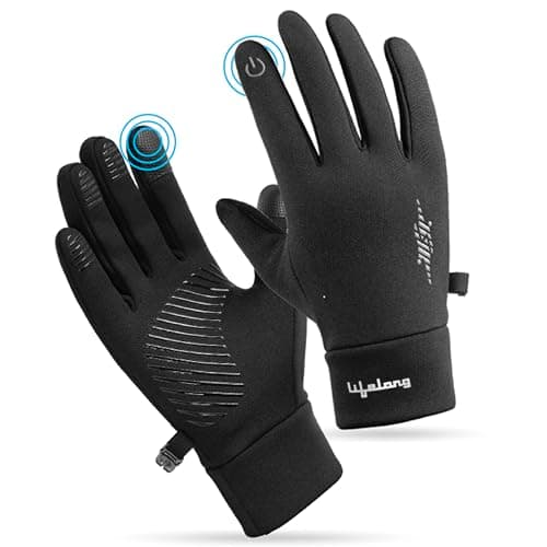 Lifelong Rider Gloves with Touch Screen | Winter Cycling Gloves | Trekking & Ski Gloves | Anti-Slip Design | Riding Gloves for Men & Women | Outdoor Sports Gloves (L, Black)