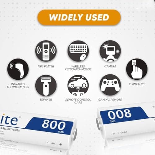 Envie 4 pcs AAA Rechargeable Infinite Ready To Use 800mAh for toys ,remotes etc 5