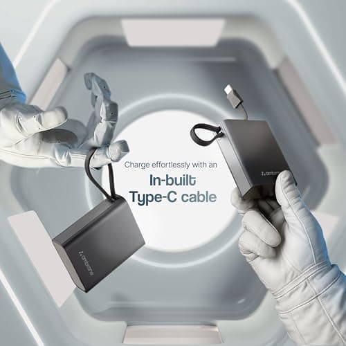 Ambrane 10000mAh Smallest Pocket Size Powerbank, Hanging InBuilt Type C Cable, 22.5W Fast Charging, Type C PD & USB Output for iPhone, Android Mobiles & Other Devices (MiniCharge 11, Black) 3