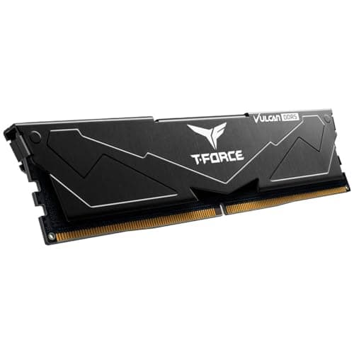 TeamGroup T-Force Vulcan 8GB 5200MHz (5200MT/s) CL40 Black DDR5 UDIMM Desktop Gaming Memory, Metal Heatsink, ECC, XMP 3.0/AMD Expo, Compatible with Intel/AMD CPU, High Performance, Low Latency RAM 3
