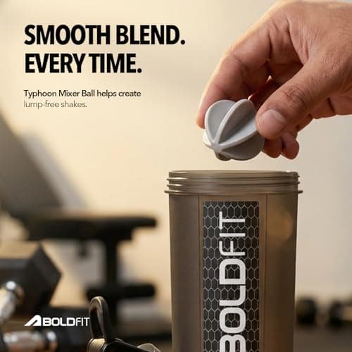 Boldfit Gym Typhoon Shaker Bottle 100% Leakproof Guarantee Sipper Bottle Ideal For Proteins, Pre-Workout And BCAAS, BPA Free Material - Black 700ml 3