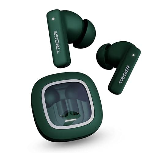 TRIGGR Apex S1 True Wireless Earbuds, 100H Playtime, ZapCharge, Quad MEMS Mic, Power Play Low Latency, IPX4, 360° Spatial Soundstage,Bluetooth v5.3, BassXpand, Dual Pairing (Tiffany Green)