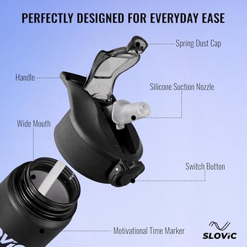 SLOVIC Sipper Water Bottle 1 LTR | Gym Sipper Water Bottles for Adults | Motivational Water Bottle Ideal for Gym, Sports & Camping | 100% BPA Free | Wide Mouth for Easy Cleaning 4