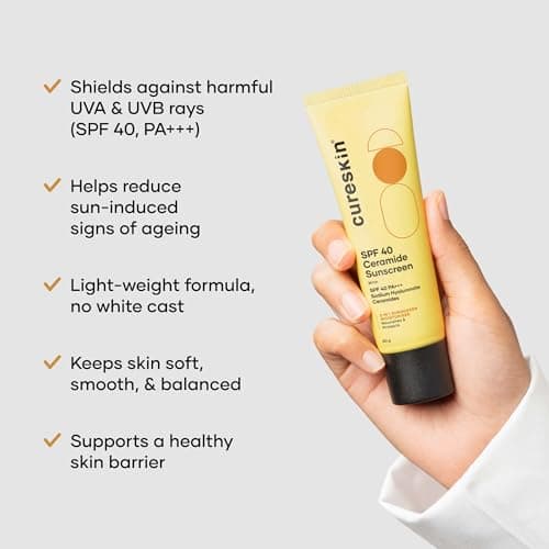 Cureskin SPF 40 Ceramide Sunscreen with Hyaluronic Acid & Ceramides | 2-in-1 Sunscreen Moisturiser, Broad Spectrum, SPF 40 & PA+++, 50 g (Pack of 1) 3