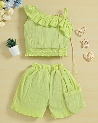 STYLO DRESSES Trandy Girls' Ruffle Top & Shorts Set (Mint Green, 12-18 Months) 3