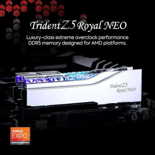 G.SKILL Trident Z5 Royal Neo Series (AMD Expo) DDR5 RAM 32GB (2x16GB) 6000MT/s CL28-36-36-96 1.40V Desktop Computer Memory UDIMM - Silver (F5-6000J2836G16GX2-TR5NS) 2