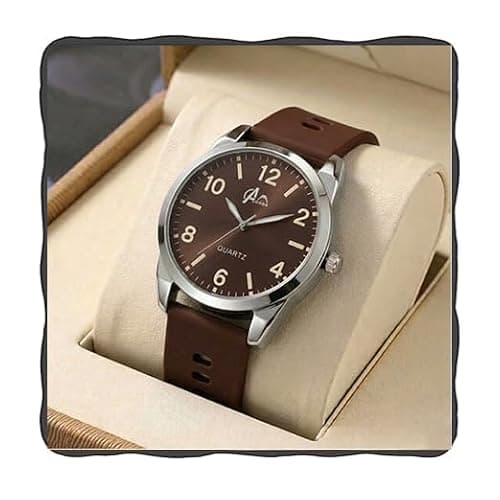 Acnos Minimalist Dial Quartz Watch with Leather Strap – Brown