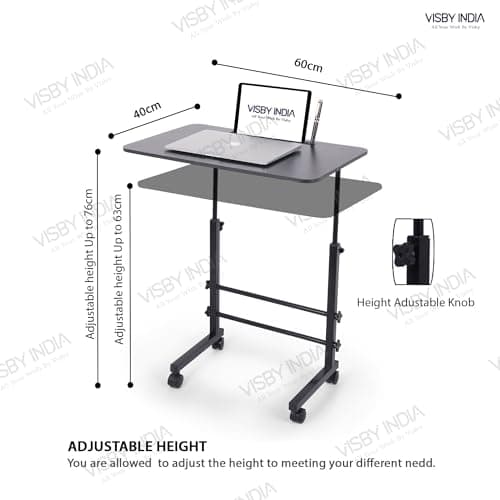 VISBY INDIA Office Table for Home/Writing Desk for Office/Folding Table for School/Folding Study Table/Work from Home - MultipurposeTable-> (Black Ajustable) 2