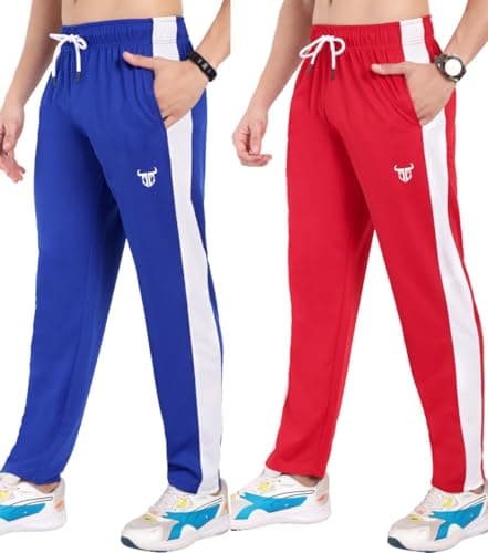 Go Devil Men's Combo of 2 Jogger Pants | Stylish Solid Track Pants | Regular Fit Activewear Lower for Everyday Use (in, Alpha, S, Regular, Standard, Blue and Red)