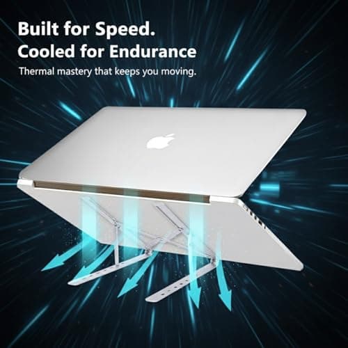 Onscare Adjustable Aluminum Laptop Stand 7 Angle Ergonomic Foldable Portable Riser Holder for Desk, Compatible with MacBook, Dell, HP, Lenovo & All Laptops/Tablets (Silver) 2