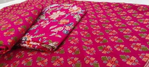RajYuwati® jaipuri salwar suit cotton dress material for women girls with cotton dupatta full size salwar suit set unstitched fabric materials (rani pink) 3