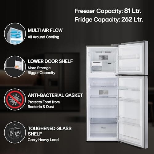 LG Smart Choice, 343 L, 3 Star, Frost-Free Smart Inverter Double Door Refrigerator (GL-S382SDSX, Dazzle Steel, Convertible with Express Freeze) 3