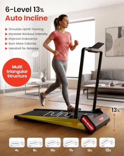 Sparnod Fitness STH-3011 Walking Pad Treadmill for Home Use, 2.5 HP Motor, Speed 1–12 km/h, 13% Auto Incline, Foldable, Remote Control, Safety Lock, Shock Absorption System, Max User Weight 120 Kg 4